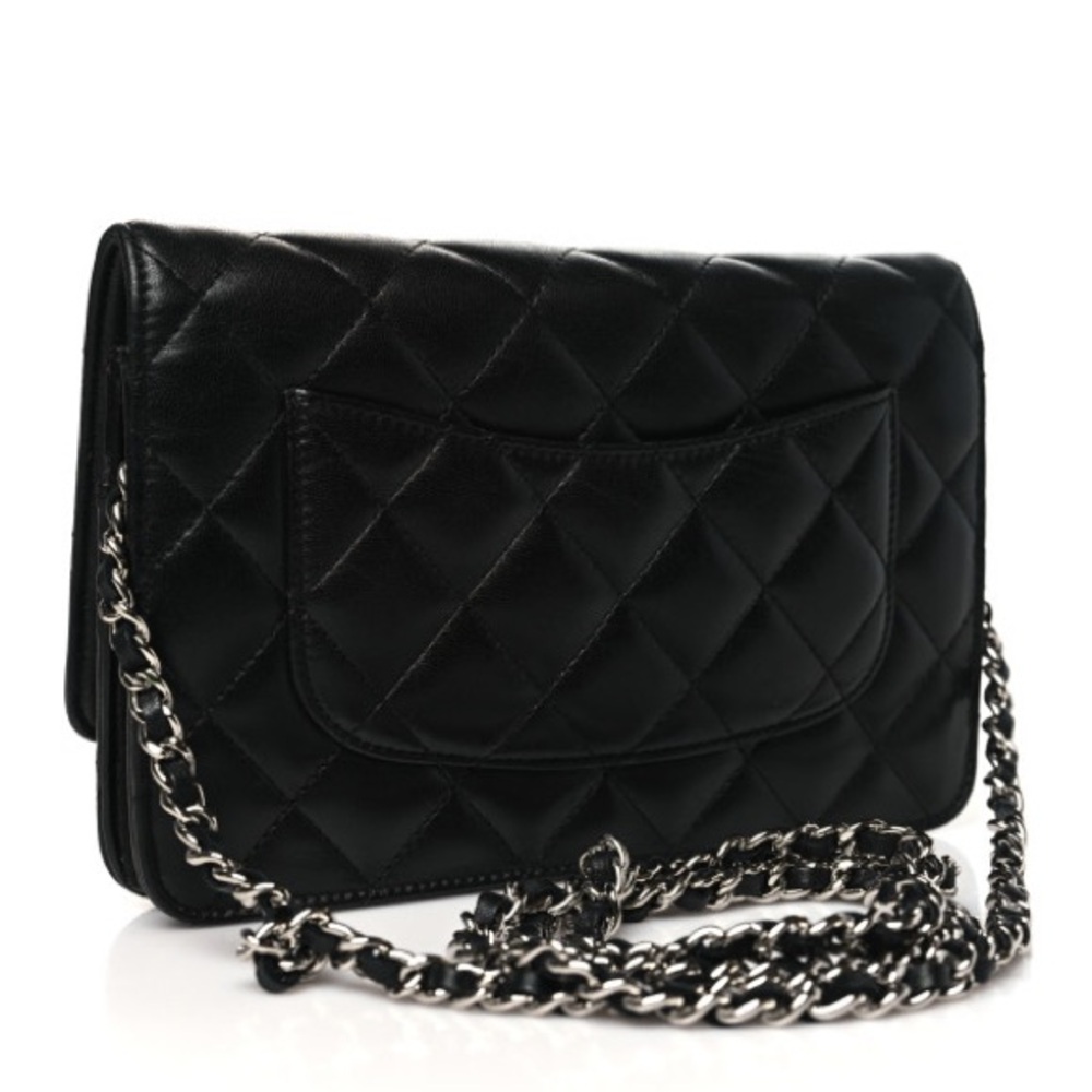 Chanel Quilted Black Lambskin Wallet On Chain, SHW - Picture 2 of 6